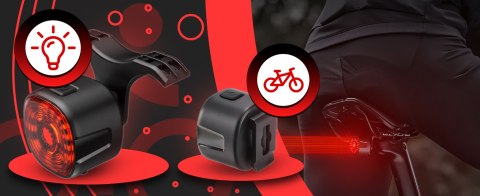 Lampka rowerowa tylna czerwona 250 mah usb-c wodoodporna oświetlenie er1031 RTO