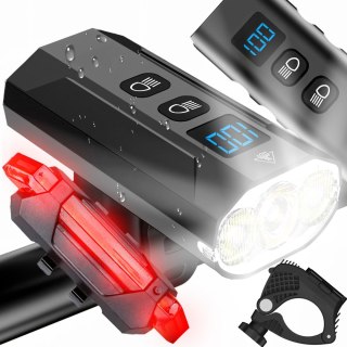 Mocna lampka rowerowa światło led przód + tył 900lm latarka 2500mah - er1032 RTO