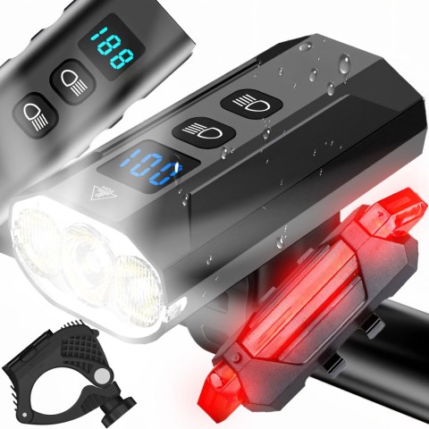 Mocna lampka rowerowa światło led przód + tył 900lm latarka 2500mah - er1032 RTO