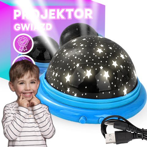 Projektor gwiazd lampka nocna gwiazdy księżyc usb baterie rzutnik led - dr306 RTO