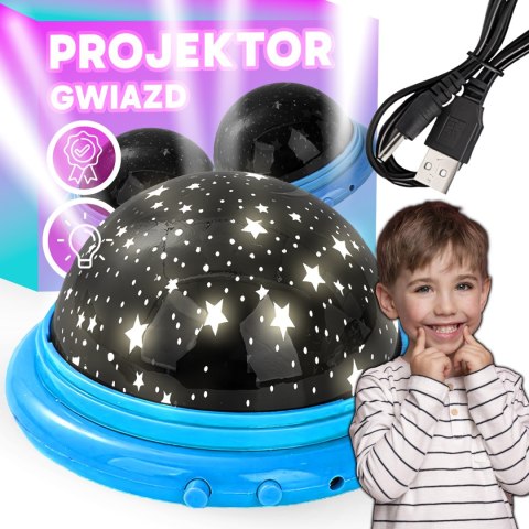 Projektor gwiazd lampka nocna gwiazdy księżyc usb baterie rzutnik led - dr306 RTO
