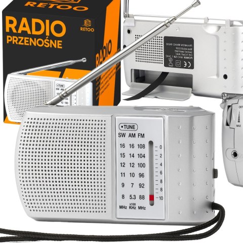Radio kuchenne na baterie przenośne małe fm am sw antena srebrne budowlane - er1070 RTO
