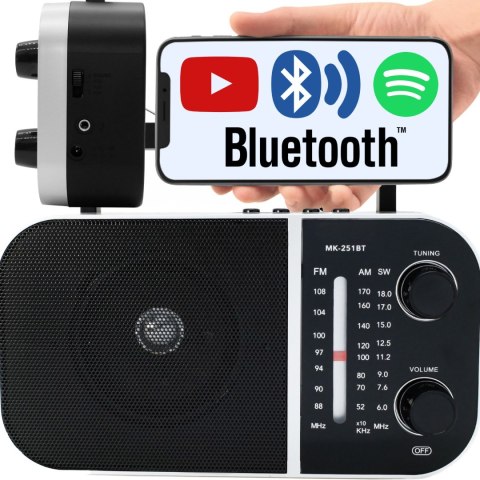 Radio przenośne kuchenne bluetooth sieciowo-bateryjne antena uchwyt usb er1071 RTO