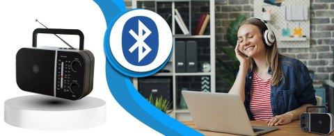 Radio przenośne kuchenne bluetooth sieciowo-bateryjne antena uchwyt usb er1071 RTO