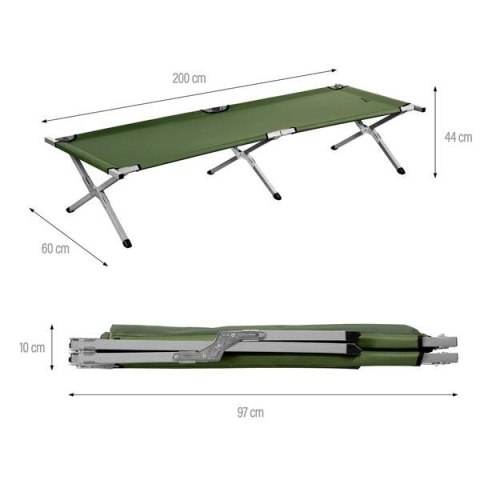 NC2756 ŁÓŻKO POLOWE SKŁADANE ZIELONE 200 CM NILS CAMP