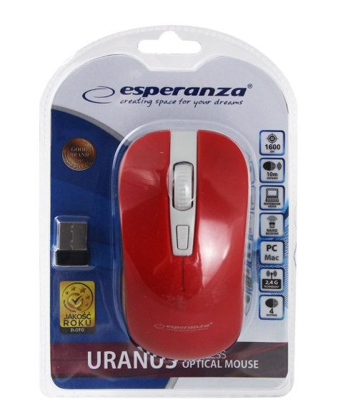 EM126WR Esperanza mysz bezprz. 2.4ghz 4d opt. usb uranus czerwono/biała Esperanza