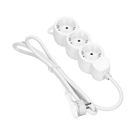 Przedłużacz 3-krotny 2P+Z (Schuko), 1,5m H05VV-F 3x1,5mm2 , Imax=16A, płaska wtyczka, biały Orno