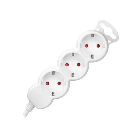 Przedłużacz 3-krotny 2P+Z (Schuko), 1,5m H05VV-F 3x1,5mm2 , Imax=16A, płaska wtyczka, biały Orno