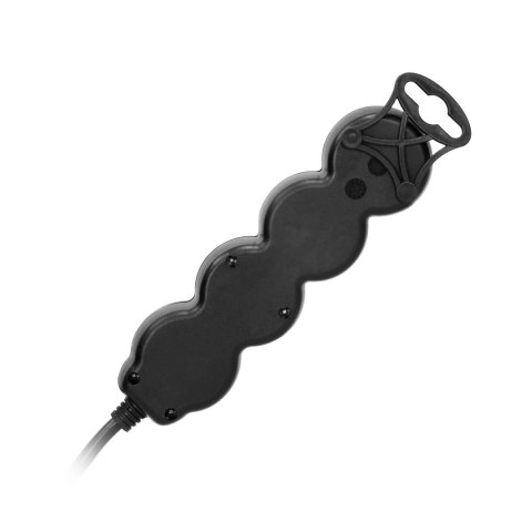 Przedłużacz 3-krotny 2P+Z, z wyłącznikiem, 5m H05VV-F 3x1,5mm2, Imax=16A, płaska wtyczka, czarny Orno