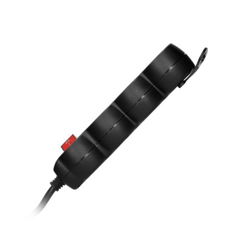 Przedłużacz 3-krotny 2P+Z, z wyłącznikiem, 5m H05VV-F 3x1,5mm2, Imax=16A, płaska wtyczka, czarny Orno