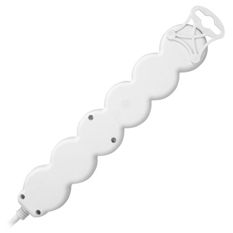 Przedłużacz 5-krotny 2P+Z (Schuko), z wyłącznikiem, 3m H05VV-F 3x1,5mm2, Imax=16A, płaska wtyczka, biały Orno