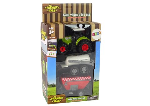 Duży Traktor Światła LED Dźwięki 2 Maszyny Farm Set LEAN TOYS