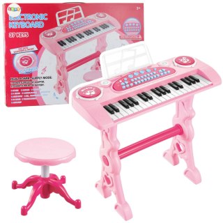 Elektroniczne Pianinko Dla Dzieci Z Mikrofonem 37 Klawiszy Różowy LEAN TOYS