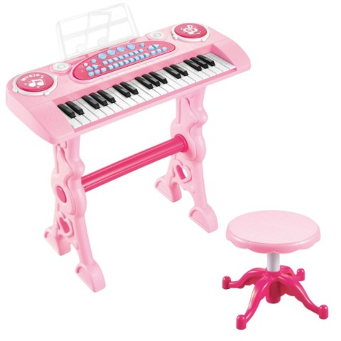 Elektroniczne Pianinko Dla Dzieci Z Mikrofonem 37 Klawiszy Różowy LEAN TOYS