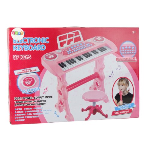 Elektroniczne Pianinko Dla Dzieci Z Mikrofonem 37 Klawiszy Różowy LEAN TOYS