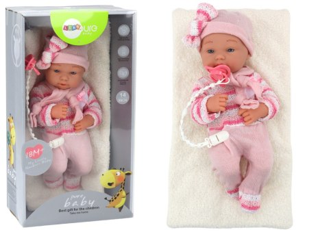 Lalka Bobas Sweterek w Paski Czapeczka Szalik Akcesoria Różowy LEAN TOYS