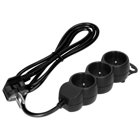 Przedłużacz 3x2P+Z,1,4m, 3x1mm?, czarny Orno
