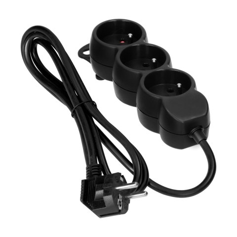 Przedłużacz 3x2P+Z,1,4m, 3x1mm?, czarny Orno