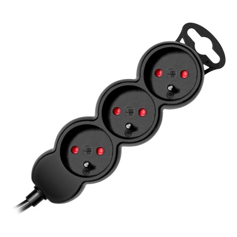 Przedłużacz 3x2P+Z,1,4m, 3x1mm?, czarny Orno