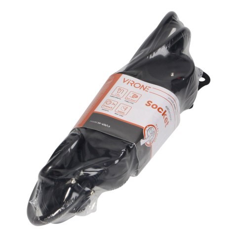 Przedłużacz 3-krotny 2P+Z, 1,5m H05VV-F 3x1,5mm2 , Imax=16A, płaska wtyczka, czarny Orno