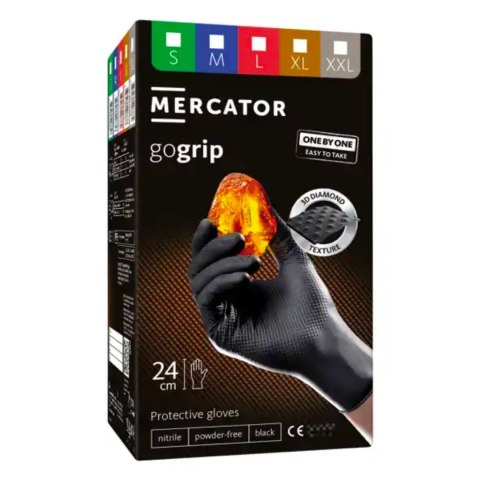Rękawice nitrylowe czarne mercator gogrip one-by-one black 100szt. rozmiar m MERCATOR