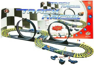 Tor Samochodowy Track Racing Dwa Auta Pętle Zasilacz 565 cm LEAN TOYS