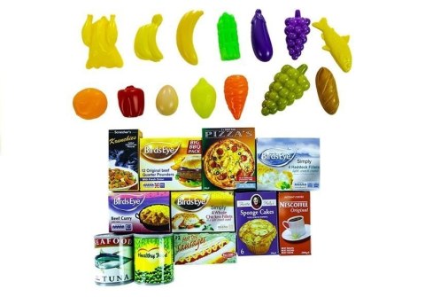 Wózek Sklepowy Dla Dzieci Akcesoria Zestaw Zakupowy Jedzenie 25 el. LEAN TOYS