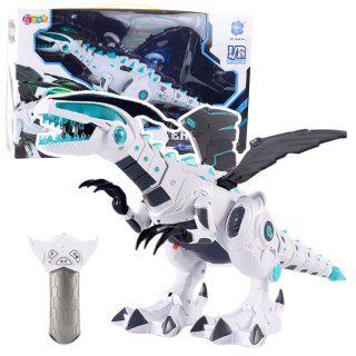 Zdalnie Sterowany Robot RC Dinozaur Światła Dźwięki Biały LEAN TOYS