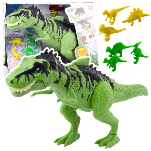 Zestaw Dinozaur Z Małymi Figurki Ruchomy Dźwięki Zielony LEAN TOYS