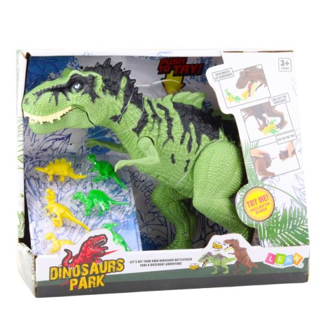 Zestaw Dinozaur Z Małymi Figurki Ruchomy Dźwięki Zielony LEAN TOYS