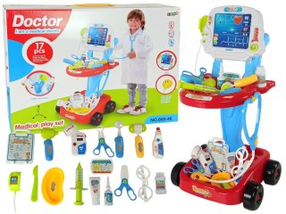Zestaw Lekarski na Wózku Stolik Lekarski Dla Dzieci Doktor EKG 17 el. LEAN TOYS