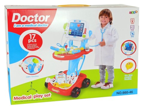 Zestaw Lekarski na Wózku Stolik Lekarski Dla Dzieci Doktor EKG 17 el. LEAN TOYS