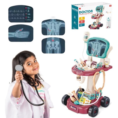 Zestaw Lekarski na Wózku Stolik Lekarski Doktor EKG LEAN TOYS