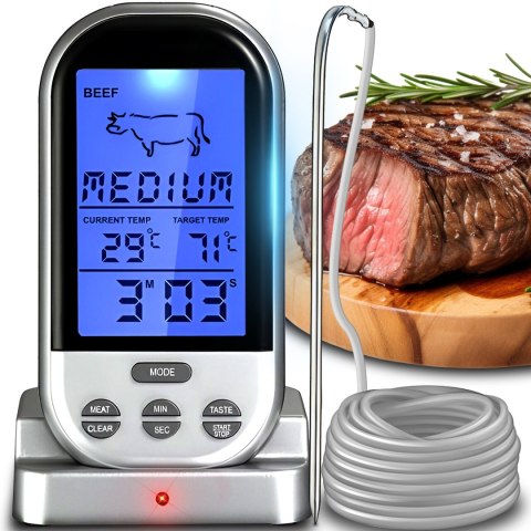 Bezprzewodowy termometr do grilla wędzarni dom lcd RTO