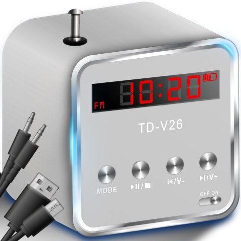 Głośnik bezprzewodowy przenośny mini radio fm led -e249 RTO
