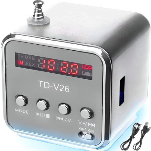 Głośnik bezprzewodowy przenośny mini radio fm led -e249 RTO