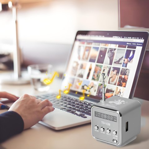 Głośnik bezprzewodowy przenośny mini radio fm led -e249 RTO