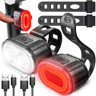 Lampka rowerowa przód tył led mocna akumulatorowa na rower przednia zestaw - er1030 RTO
