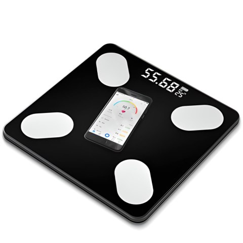 Waga łazienkowa analityczna slim 180kg smart+ 17w1 - czarna e032 RTO