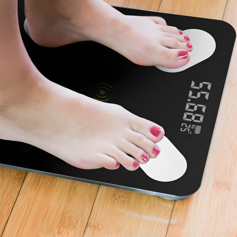 Waga łazienkowa analityczna slim 180kg smart+ 17w1 - czarna e032 RTO