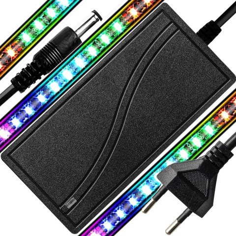 Zasilacz wtyczkowy 12v impulsowy do taśm listw rgb kamer 60w 5a 2,1x5,5mm RTO