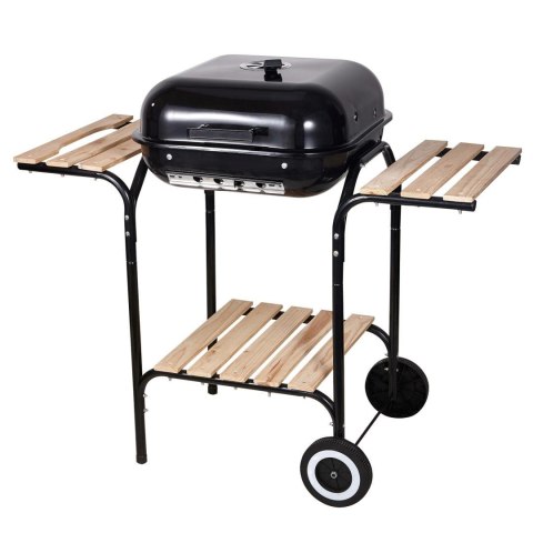 Grill ogrodowy, węglowy, z pokrywą, z półkami i kółkami KINGHoff