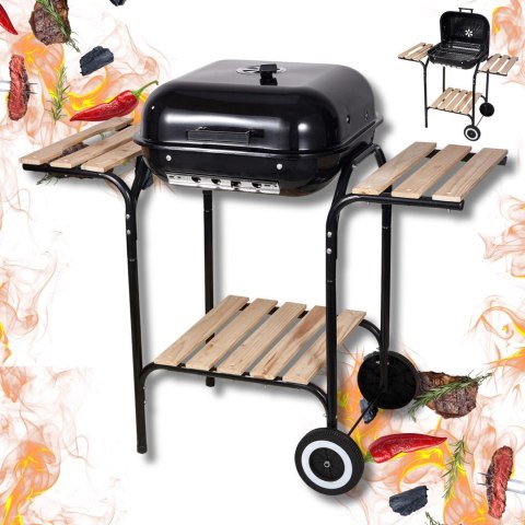 Grill ogrodowy, węglowy, z pokrywą, z półkami i kółkami KINGHoff