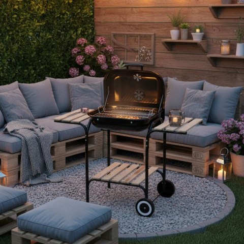 Grill ogrodowy, węglowy, z pokrywą, z półkami i kółkami KINGHoff