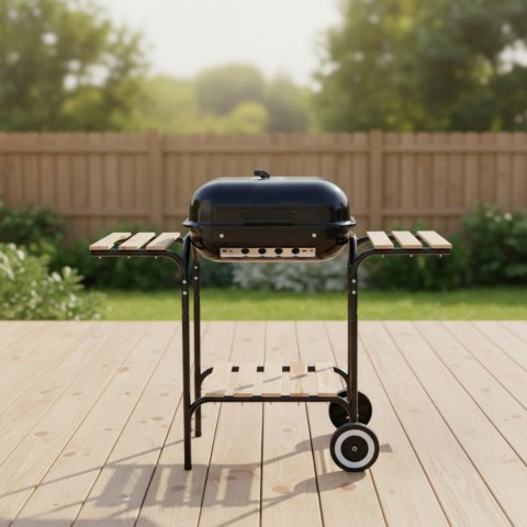 Grill ogrodowy, węglowy, z pokrywą, z półkami i kółkami KINGHoff