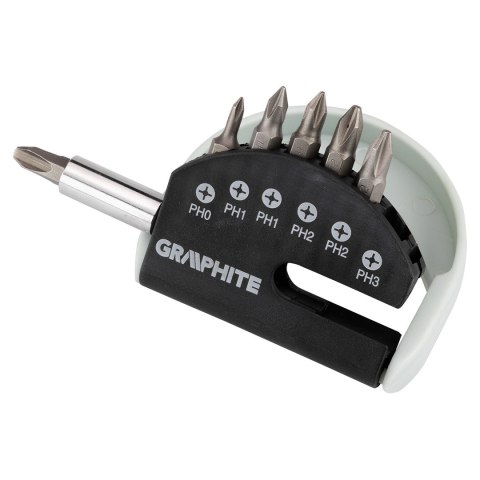 Zestaw końcówek wkrętakowych PH0, PH1x2, PH2x2, PH3 z uchwytem, 7 szt. GRAPHITE