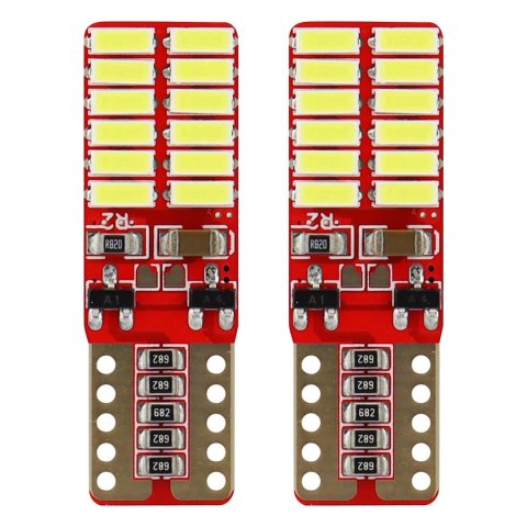 Żarówki led canbus 24smd 4014 t10e w5w white 12v 24v amio-01287 AMiO