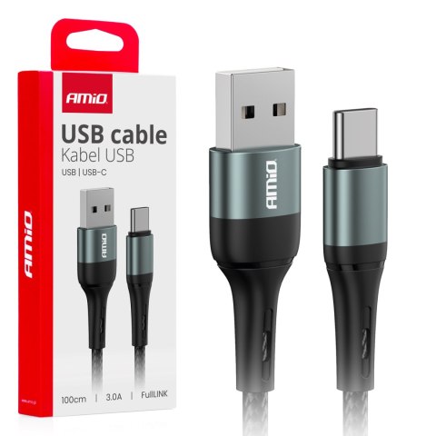 Kabel do ładowania usb-a - usb-c 3a 100cm fulllink amio-03911 AMiO