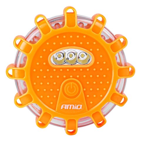 Lampa ostrzegawcza awaryjna z funkcją latarki 3xaaa ip65 12smd + 3smd światło czerwone amio-02499 AMiO