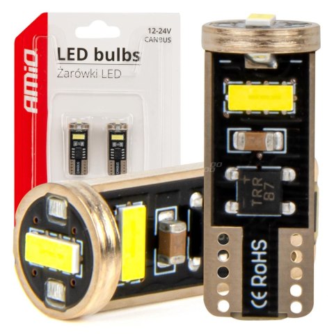Żarówki led canbus t10e w5w 3x2055 smd white 12v 24v amio-03720 AMiO